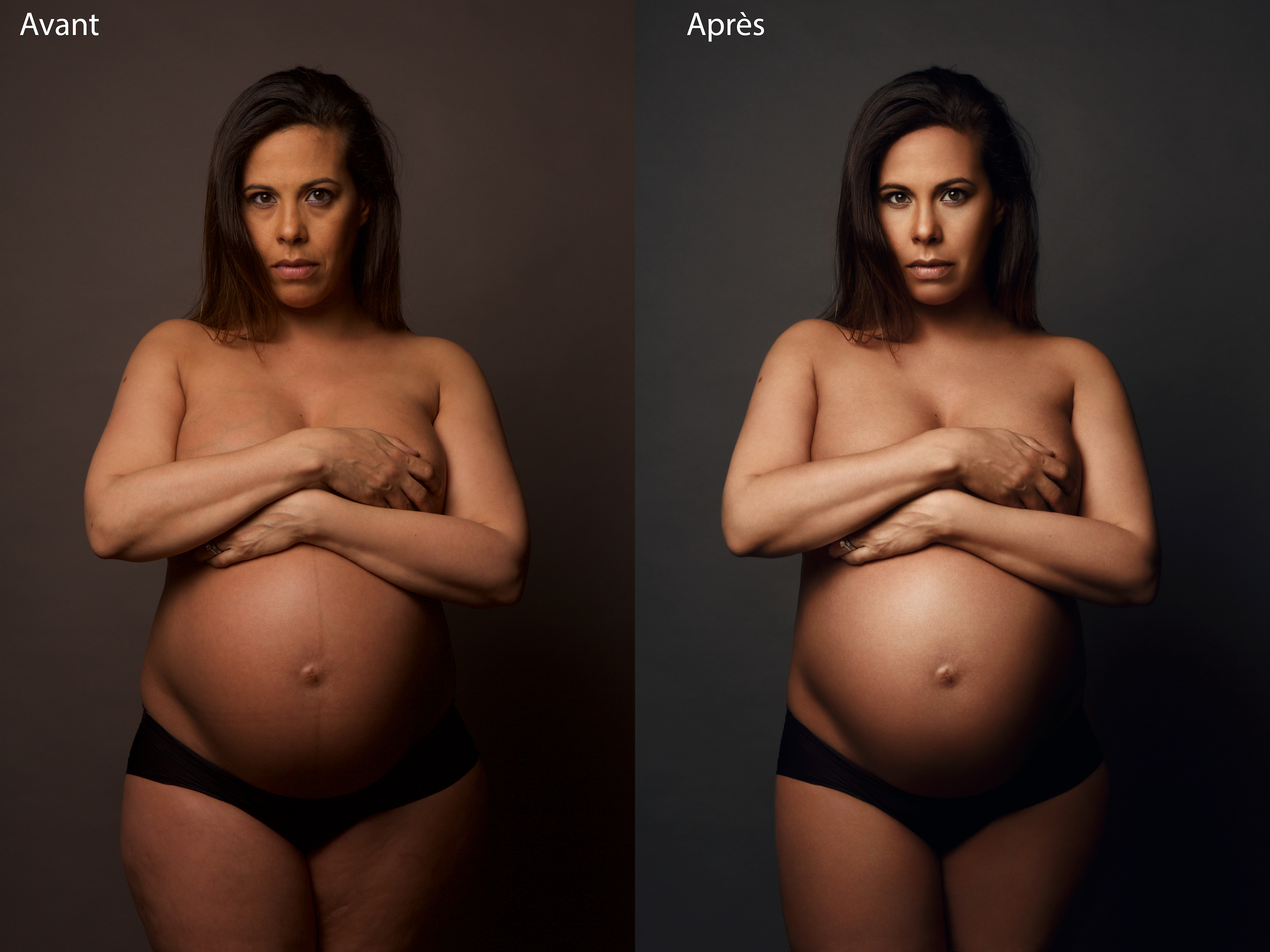 Retouche photo femme enceinte avant après